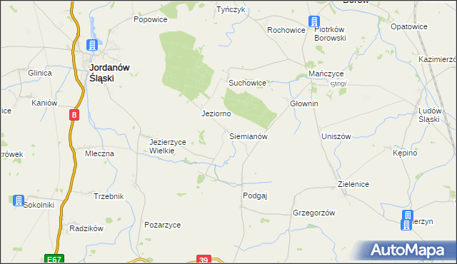 mapa Siemianów gmina Borów, Siemianów gmina Borów na mapie Targeo