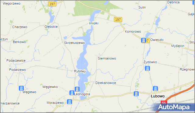 mapa Siemianowo gmina Łubowo, Siemianowo gmina Łubowo na mapie Targeo