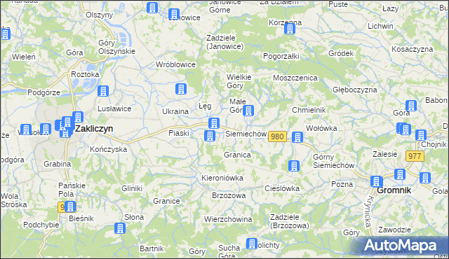 mapa Siemiechów gmina Gromnik, Siemiechów gmina Gromnik na mapie Targeo