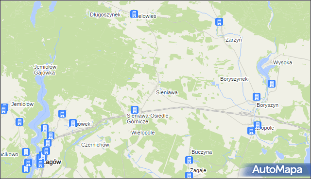 mapa Sieniawa gmina Łagów, Sieniawa gmina Łagów na mapie Targeo