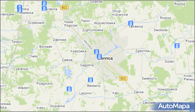 mapa Siennica powiat miński, Siennica powiat miński na mapie Targeo