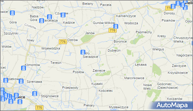 mapa Sieradzice, Sieradzice na mapie Targeo