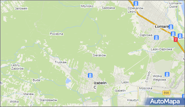 mapa Sieraków gmina Izabelin, Sieraków gmina Izabelin na mapie Targeo