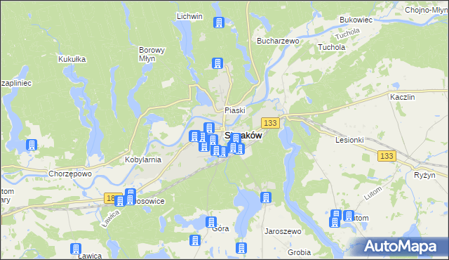 mapa Sieraków powiat międzychodzki, Sieraków powiat międzychodzki na mapie Targeo