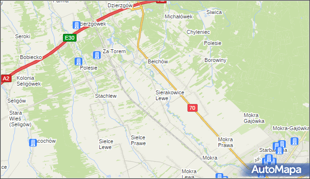 mapa Sierakowice Lewe, Sierakowice Lewe na mapie Targeo