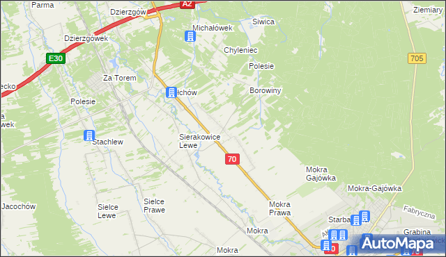 mapa Sierakowice Prawe, Sierakowice Prawe na mapie Targeo