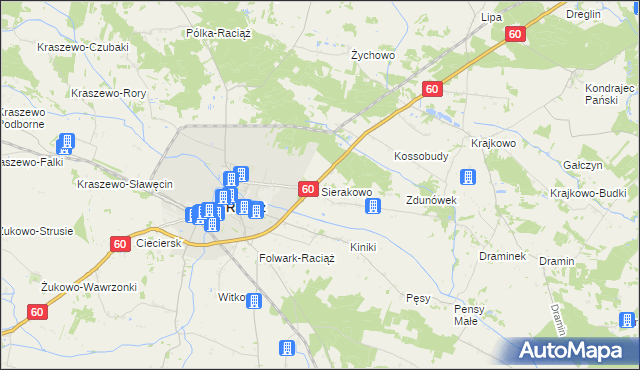 mapa Sierakowo gmina Raciąż, Sierakowo gmina Raciąż na mapie Targeo