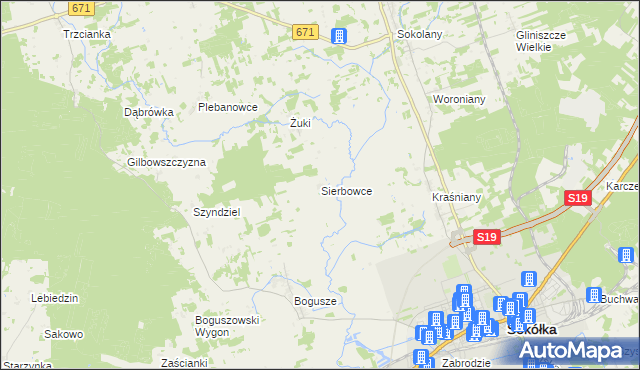 mapa Sierbowce, Sierbowce na mapie Targeo