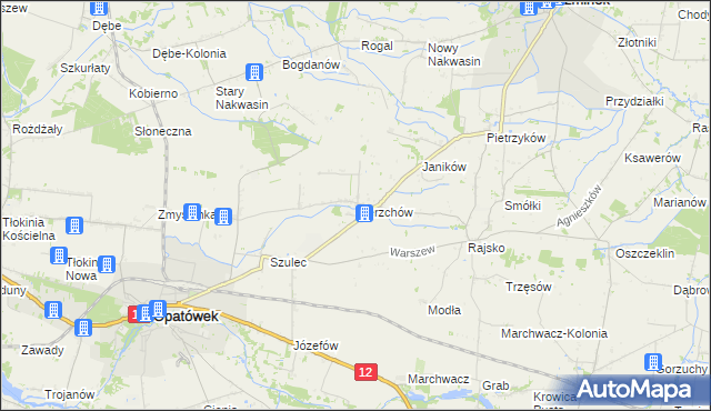 mapa Sierzchów gmina Opatówek, Sierzchów gmina Opatówek na mapie Targeo