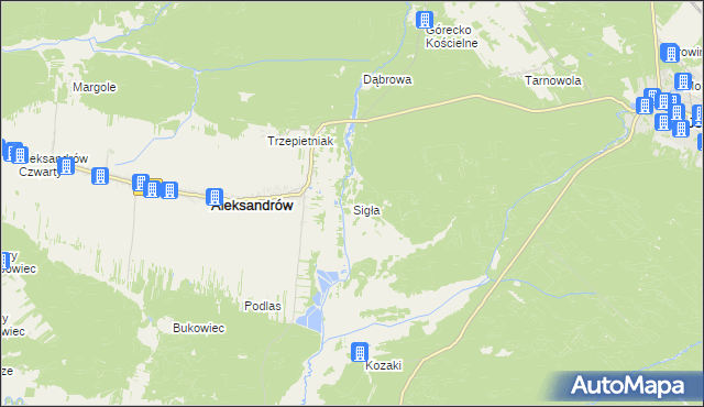 mapa Sigła gmina Aleksandrów, Sigła gmina Aleksandrów na mapie Targeo