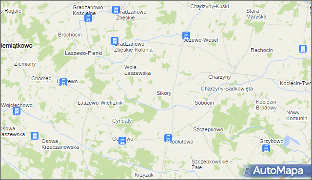 mapa Sikory gmina Raciąż, Sikory gmina Raciąż na mapie Targeo