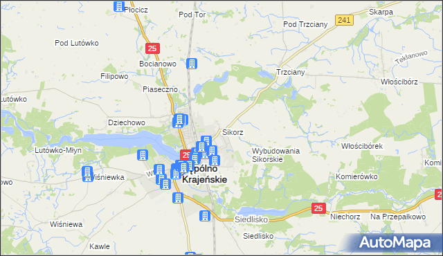 mapa Sikorz, Sikorz na mapie Targeo