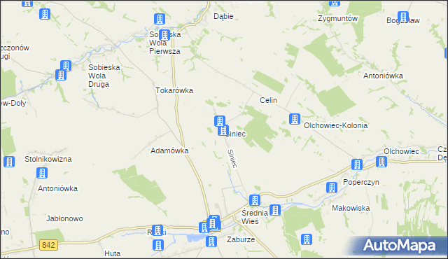 mapa Siniec gmina Żółkiewka, Siniec gmina Żółkiewka na mapie Targeo