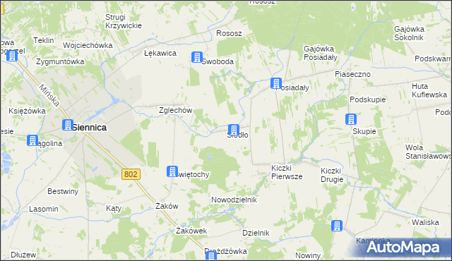 mapa Siodło gmina Siennica, Siodło gmina Siennica na mapie Targeo