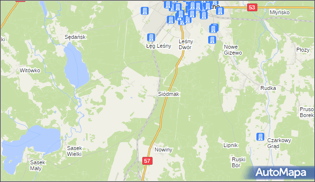 mapa Siódmak gmina Szczytno, Siódmak gmina Szczytno na mapie Targeo