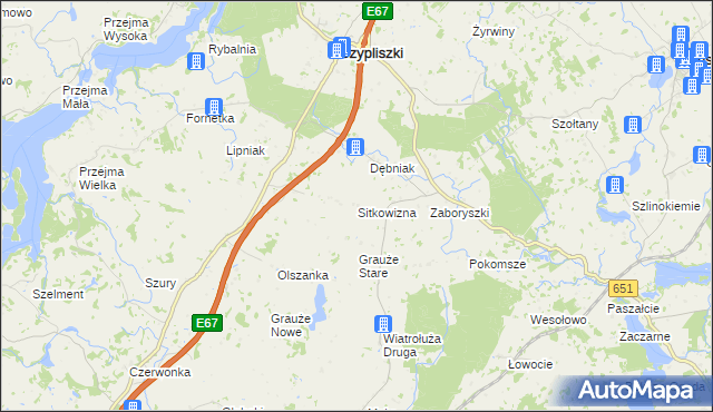 mapa Sitkowizna, Sitkowizna na mapie Targeo