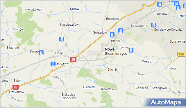 mapa Skalmierzyce, Skalmierzyce na mapie Targeo