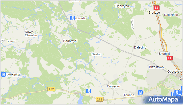 mapa Skalno gmina Szczecinek, Skalno gmina Szczecinek na mapie Targeo