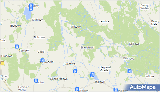 mapa Skandławki, Skandławki na mapie Targeo