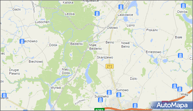 mapa Skarszewo gmina Świecie, Skarszewo gmina Świecie na mapie Targeo