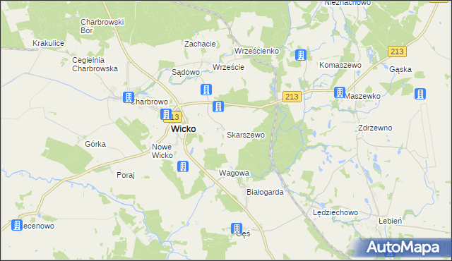 mapa Skarszewo gmina Wicko, Skarszewo gmina Wicko na mapie Targeo