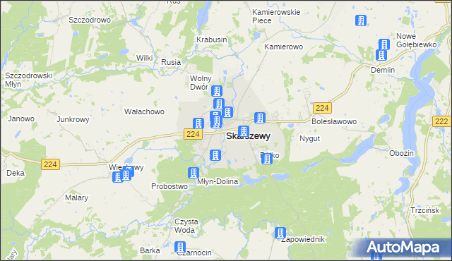 mapa Skarszewy powiat starogardzki, Skarszewy powiat starogardzki na mapie Targeo