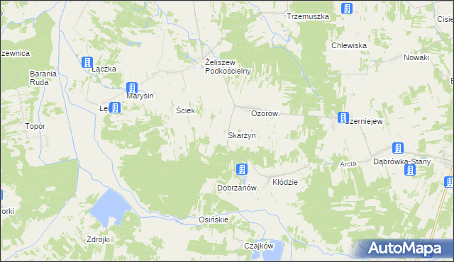 mapa Skarżyn gmina Skórzec, Skarżyn gmina Skórzec na mapie Targeo