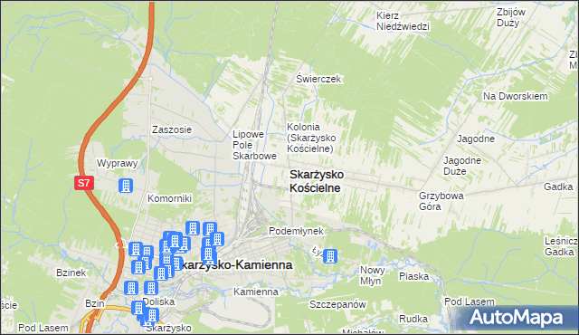 mapa Skarżysko Kościelne, Skarżysko Kościelne na mapie Targeo