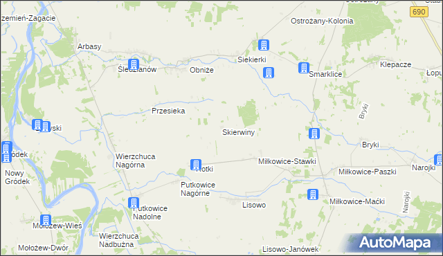 mapa Skierwiny, Skierwiny na mapie Targeo