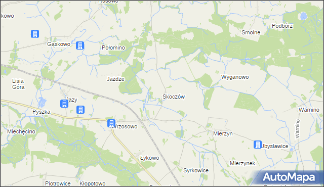 mapa Skoczów gmina Dygowo, Skoczów gmina Dygowo na mapie Targeo