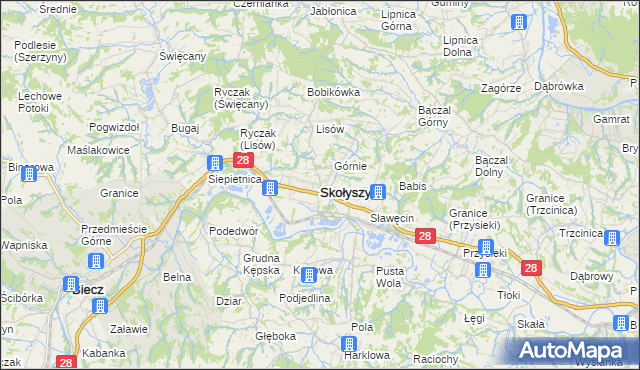 mapa Skołyszyn, Skołyszyn na mapie Targeo