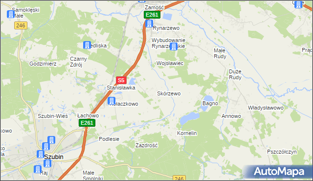 mapa Skórzewo gmina Szubin, Skórzewo gmina Szubin na mapie Targeo