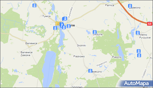 mapa Skotniki gmina Banie, Skotniki gmina Banie na mapie Targeo