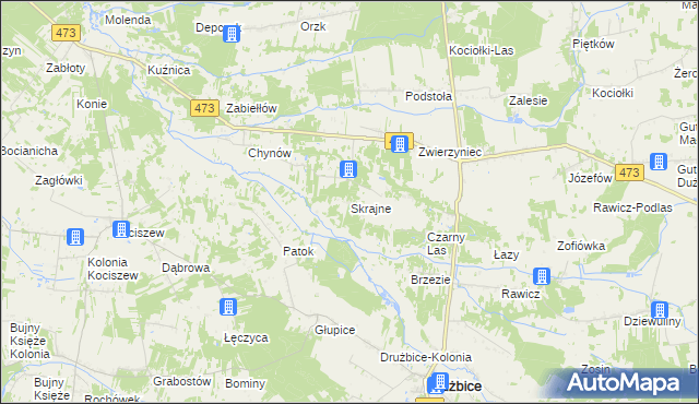 mapa Skrajne, Skrajne na mapie Targeo