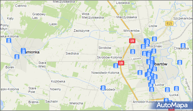 mapa Skrobów-Kolonia, Skrobów-Kolonia na mapie Targeo