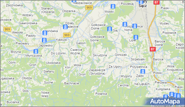 mapa Skrudzina, Skrudzina na mapie Targeo