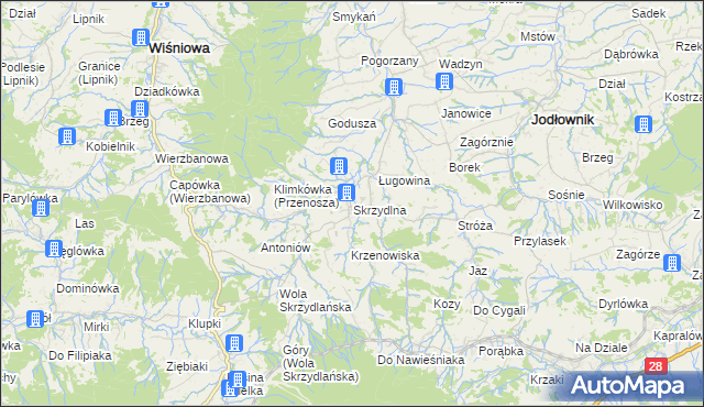 mapa Skrzydlna, Skrzydlna na mapie Targeo