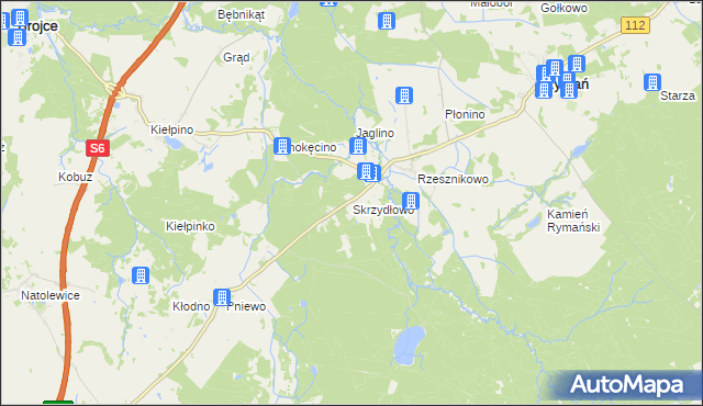 mapa Skrzydłowo gmina Rymań, Skrzydłowo gmina Rymań na mapie Targeo