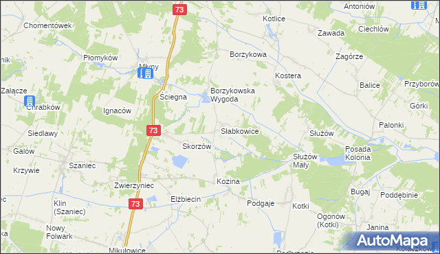 mapa Słabkowice, Słabkowice na mapie Targeo