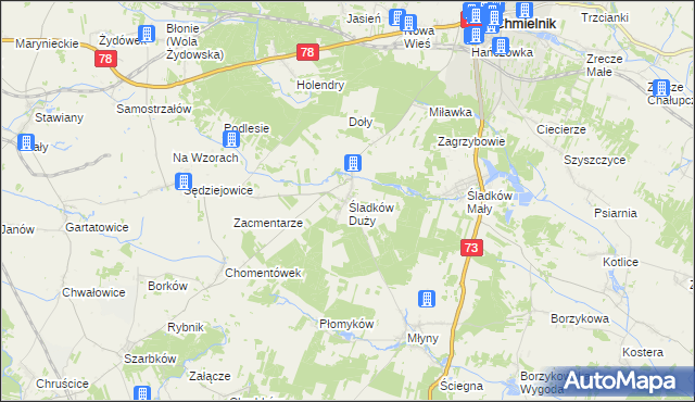 mapa Śladków Duży, Śladków Duży na mapie Targeo