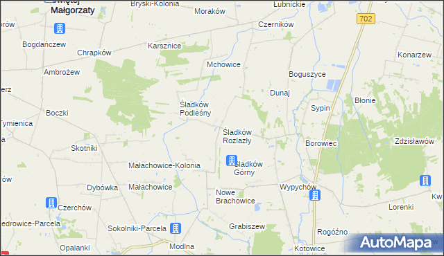 mapa Śladków Rozlazły, Śladków Rozlazły na mapie Targeo