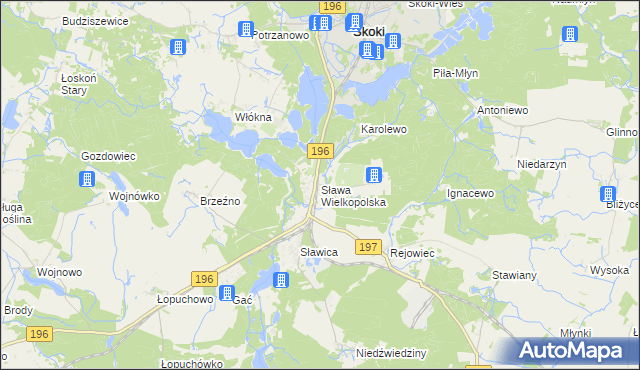 mapa Sława Wielkopolska, Sława Wielkopolska na mapie Targeo