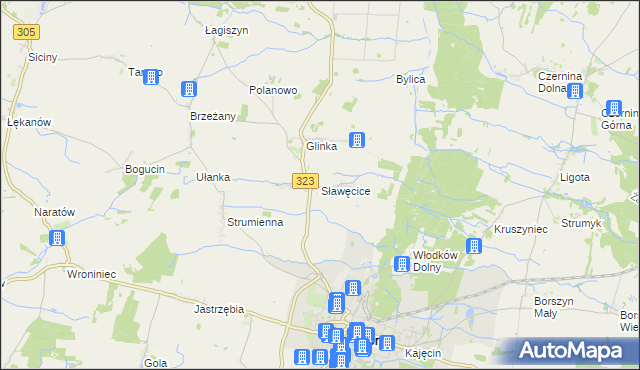 mapa Sławęcice gmina Góra, Sławęcice gmina Góra na mapie Targeo