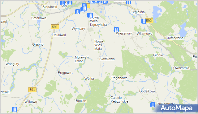 mapa Sławkowo gmina Kętrzyn, Sławkowo gmina Kętrzyn na mapie Targeo