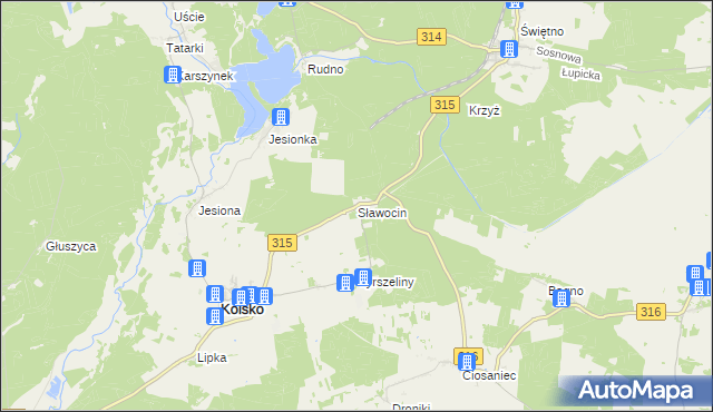 mapa Sławocin, Sławocin na mapie Targeo