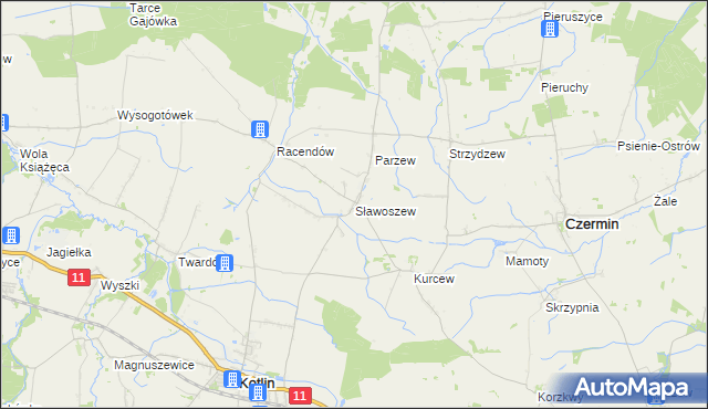 mapa Sławoszew, Sławoszew na mapie Targeo