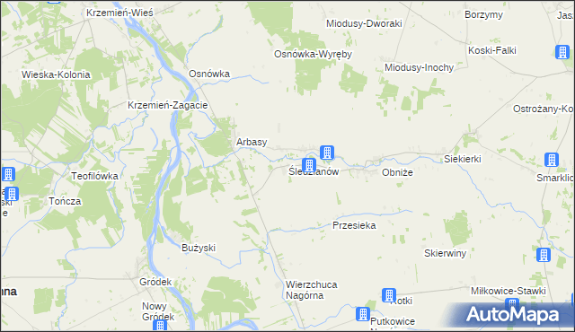 mapa Śledzianów, Śledzianów na mapie Targeo