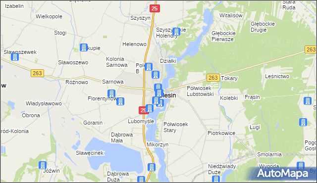 mapa Ślesin powiat koniński, Ślesin powiat koniński na mapie Targeo
