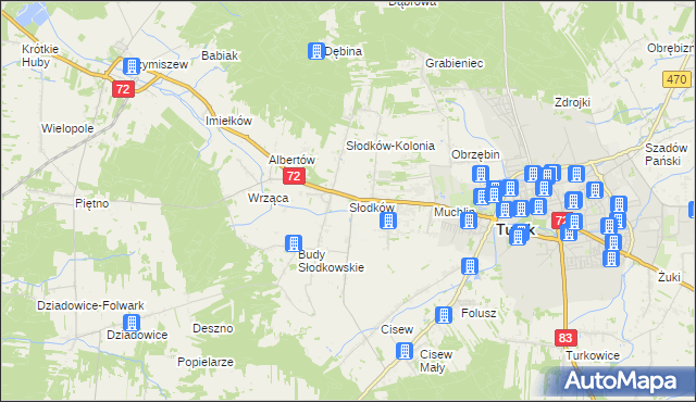 mapa Słodków gmina Turek, Słodków gmina Turek na mapie Targeo