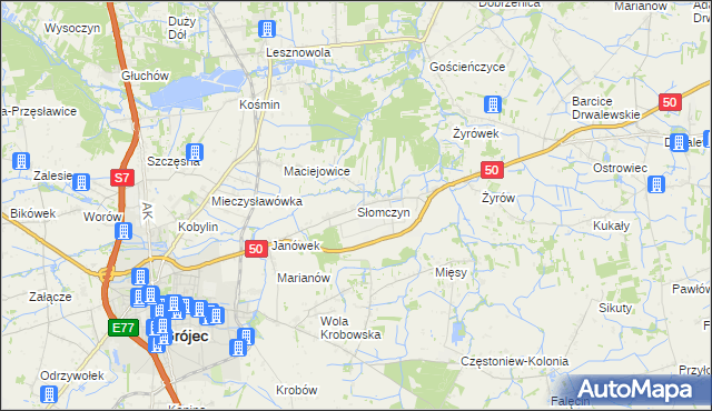 mapa Słomczyn gmina Grójec, Słomczyn gmina Grójec na mapie Targeo